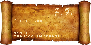 Priher Fanni névjegykártya